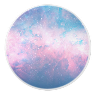 Pomo De Cerámica Cielo de caramelo de algodón rosa y azul Starry