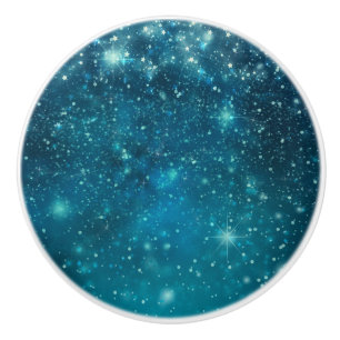 Pomo De Cerámica Cielo Estrellado Espacial Cósmico Azul