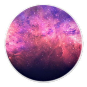 Pomo De Cerámica Cielo Estrellado Rosa Púrpura Galaxia Cósmica Fueg