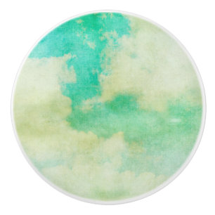 Pomo De Cerámica Cielo vintage y crema verde azulada elegante de pi