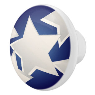 Pomo De Cerámica Cinco estrellas blancas