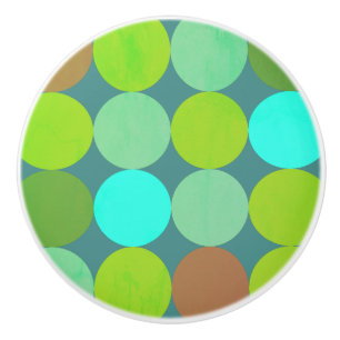 Pomo De Cerámica Círculos Verde azulados de turquesa y roya Lime Gr