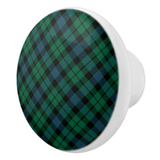 Pomo De Cerámica Clan de caña de plástico escocés verde y azul MacK