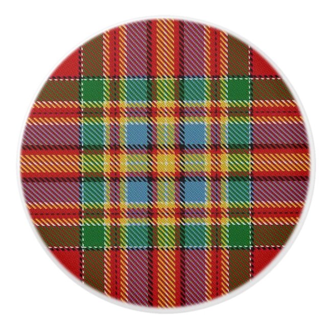 Pomo De Cerámica Clan de grandeza escocesa Chattan Tartán Plaid (Anverso)