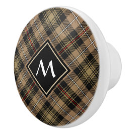 Pomo De Cerámica Clan MacKenzie Hunting Brown Tartan Ceramic Knob