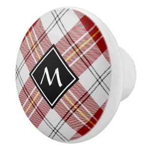 Pomo De Cerámica Clan MacPherson Vestido Rojo Tartán Knob cerámico
