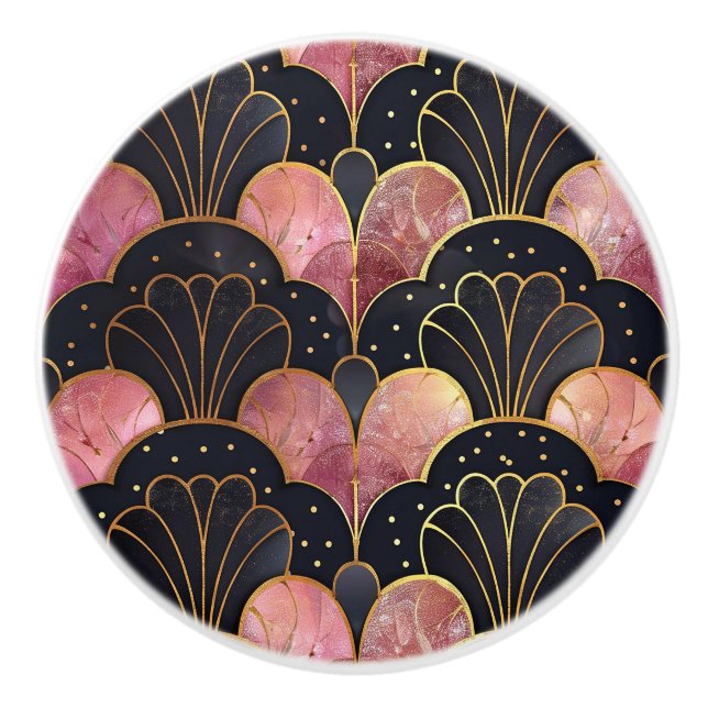 Pomo De Cerámica Classic Art Deco Fan Pattern (Anverso)