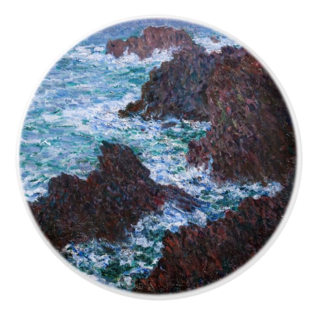 Pomo De Cerámica Claude Monet - Las rocas en Belle-Ile, Costa Salva (Anverso)