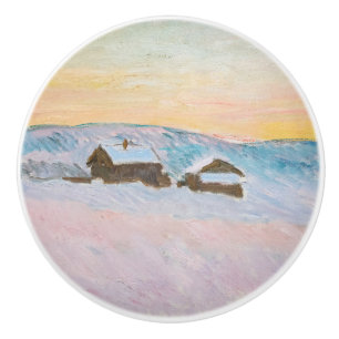 Pomo De Cerámica Claude Monet - Paisaje noruego, casas azules