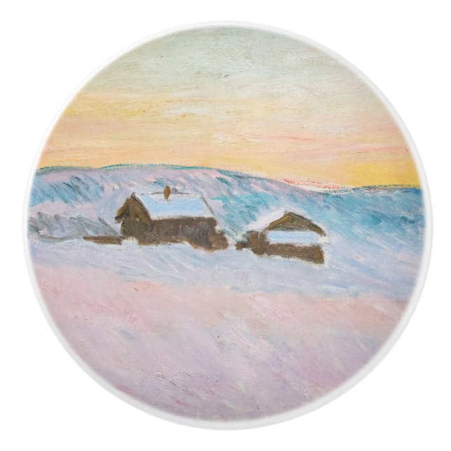 Pomo De Cerámica Claude Monet - Paisaje noruego, casas azules (Anverso)