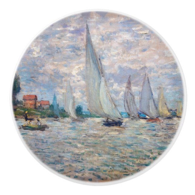 Pomo De Cerámica Claude Monet - Regata de barcos en Argenteuil (Anverso)
