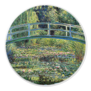 Pomo De Cerámica Claude Monet - Water Lily Pond y Puente Japanés