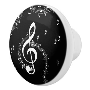Pomo De Cerámica Climactic G Clef Music Black