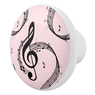 Pomo De Cerámica Climactic G Clef Music Pink