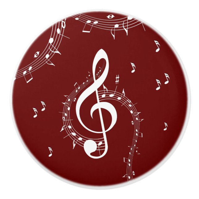 Pomo De Cerámica Climactic G Clef Music Red (Anverso)