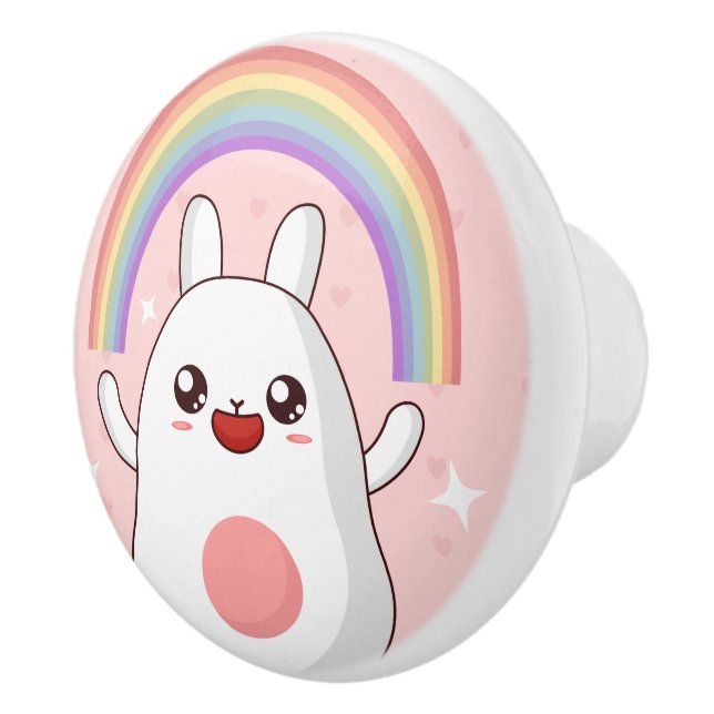 Pomo De Cerámica Clísico arcoiris de Kawaii (Derecha)