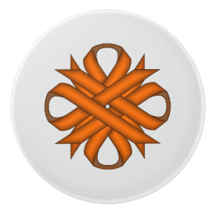 Pomo De Cerámica Clover Ribbon naranja por Kenneth Yoncich