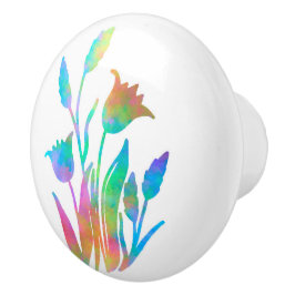 Pomo De Cerámica Clubes florales de arcoiris