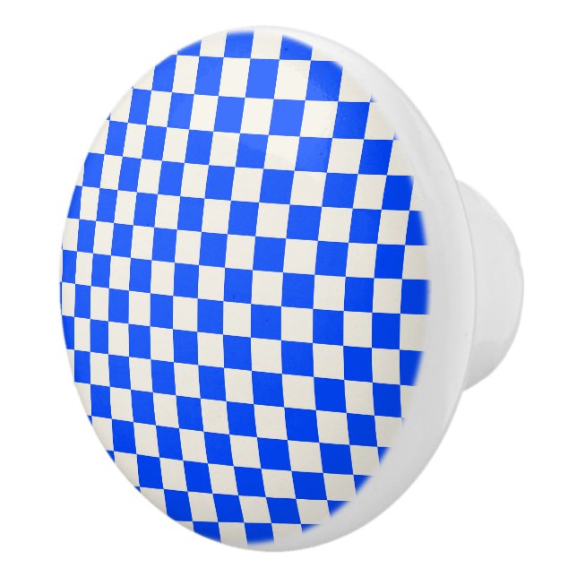 Pomo De Cerámica Cobalt and cream checkerboard pattern (Derecha)