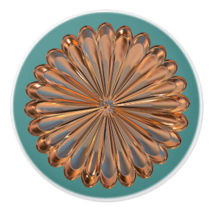 Pomo De Cerámica Cobre del art déco y medallón metálico de la fl