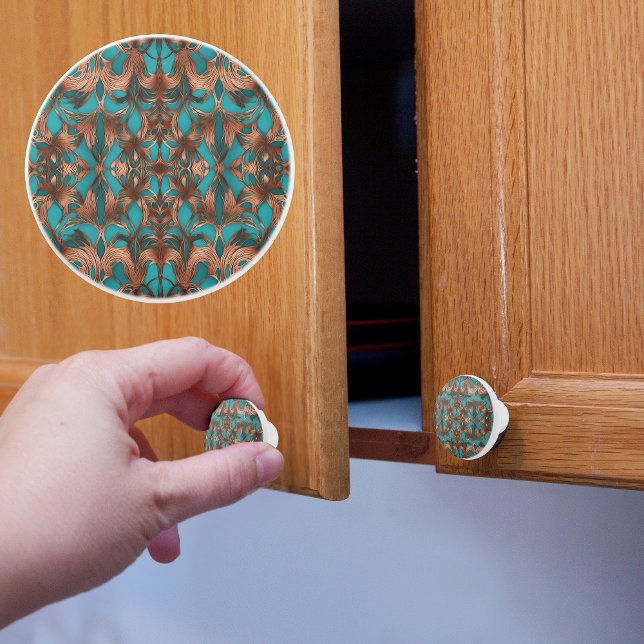Pomo De Cerámica Cobre entrelazado sobre turquesa (Subido por el creador)