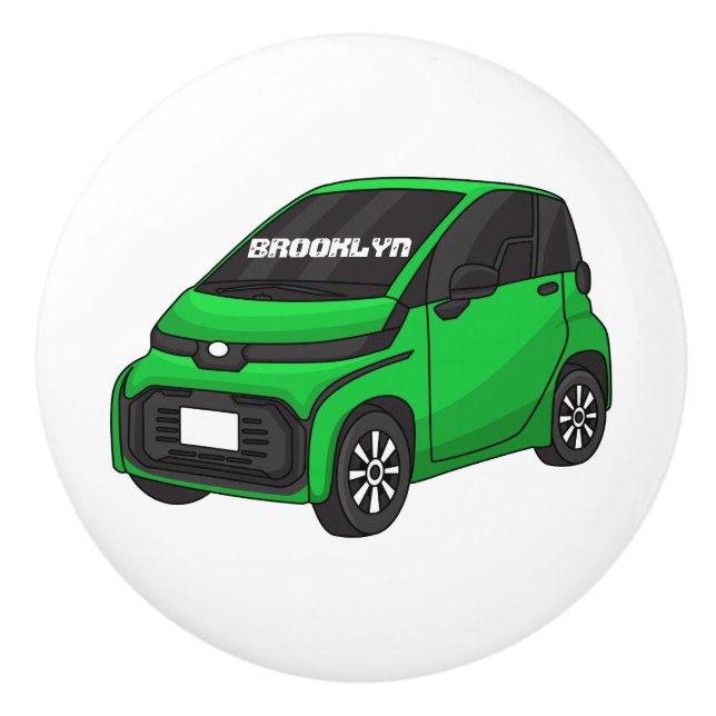 Pomo De Cerámica Coche de pequeño tamaño verde (Anverso)