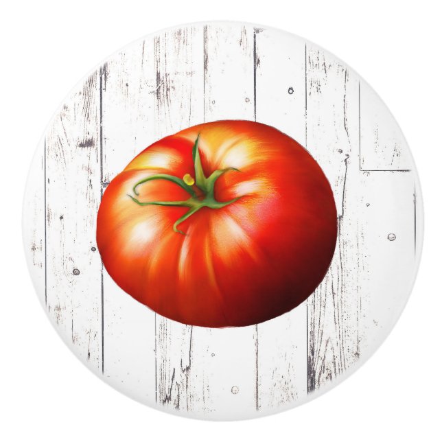 Pomo De Cerámica Cocina Rústica Rústica TOMATO de Madera Blanca (Anverso)