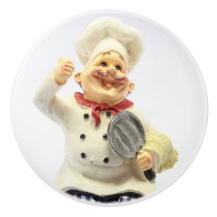 Pomo De Cerámica Cocinero de risa con la estatuilla de la cerámica