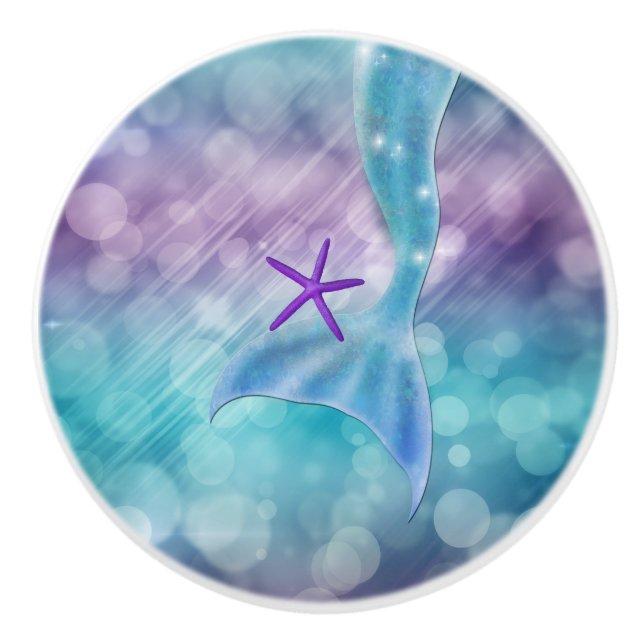 Pomo De Cerámica Cola De Sirena Encantada Bajo El Mar (Anverso)