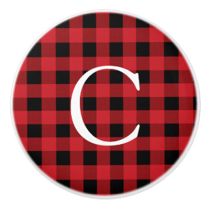 Pomo De Cerámica Colas rojas y negras cuadradas rusas de vestidor d