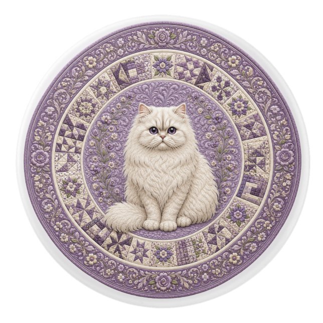 Pomo De Cerámica Colcha de gato persa (Anverso)