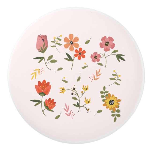 Pomo De Cerámica colección de flores (Anverso)