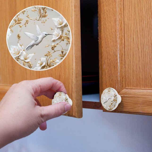 Pomo De Cerámica Colibrí blanca (Subido por el creador)