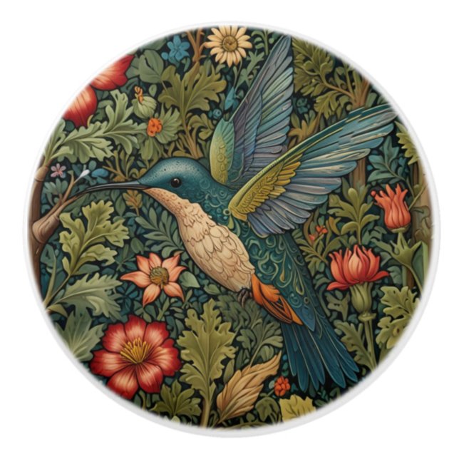 Pomo De Cerámica Colibrí elegante romántico boho chic (Anverso)