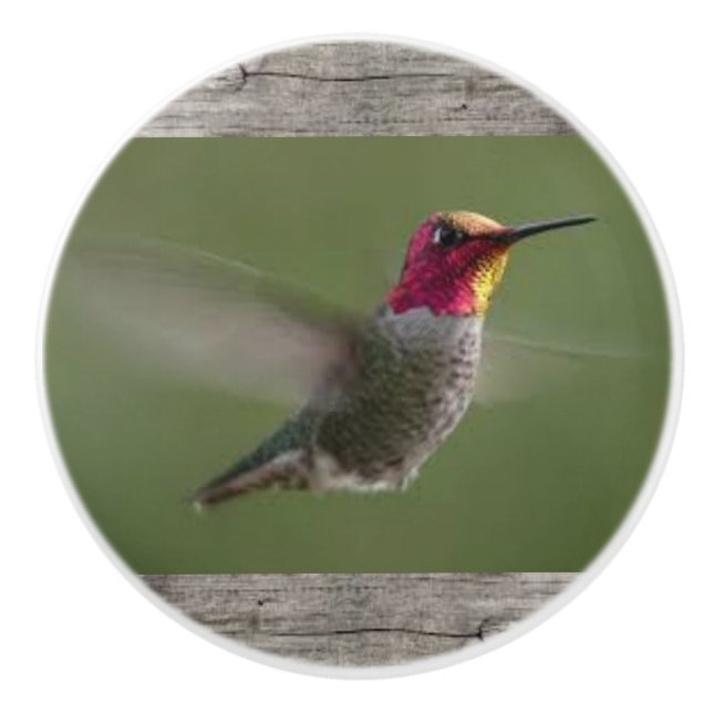 Pomo De Cerámica Colibrí en botones de cerámica y tirones (Anverso)