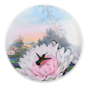 Pomo De Cerámica Colibríes y botón de cerámica de Lotus