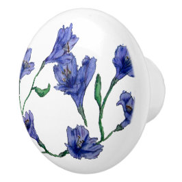 Pomo De Cerámica Color azul violeta floral