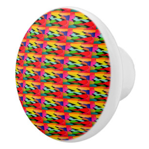 Pomo De Cerámica Color negro con diseño artístico en el medio