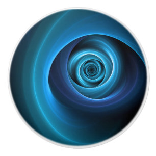 Pomo De Cerámica Colores azules espirales 3D Resumen arte fractal m