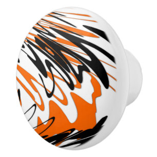 Pomo De Cerámica Colores bengalíes Naranja y líneas negras