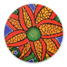 Pomo De Cerámica Colores brillantes de la flor abstracta colorida