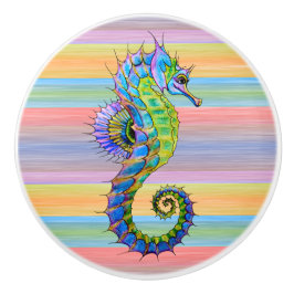 Pomo De Cerámica Colores de sol brillantes Artsy Seahorse