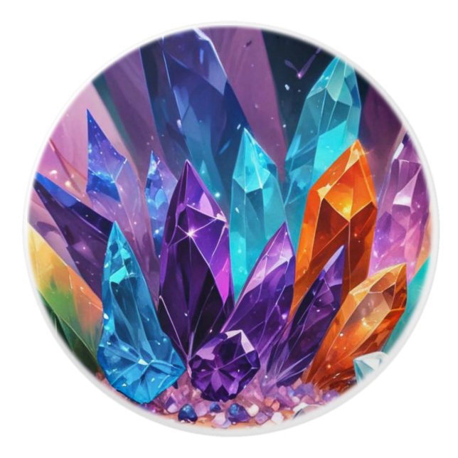 Pomo De Cerámica Colorful Jewels Amethyst Crystals Ceramic Knob (Anverso)