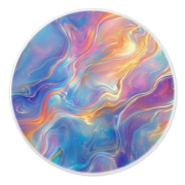 Pomo De Cerámica Colorful opal swirly flowing marble texture
