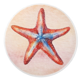 Pomo De Cerámica Colorida pintura de acuarela estelar azul rojo