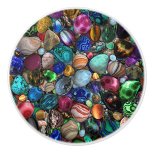 Pomo De Cerámica Coloridas piedras pulidas
