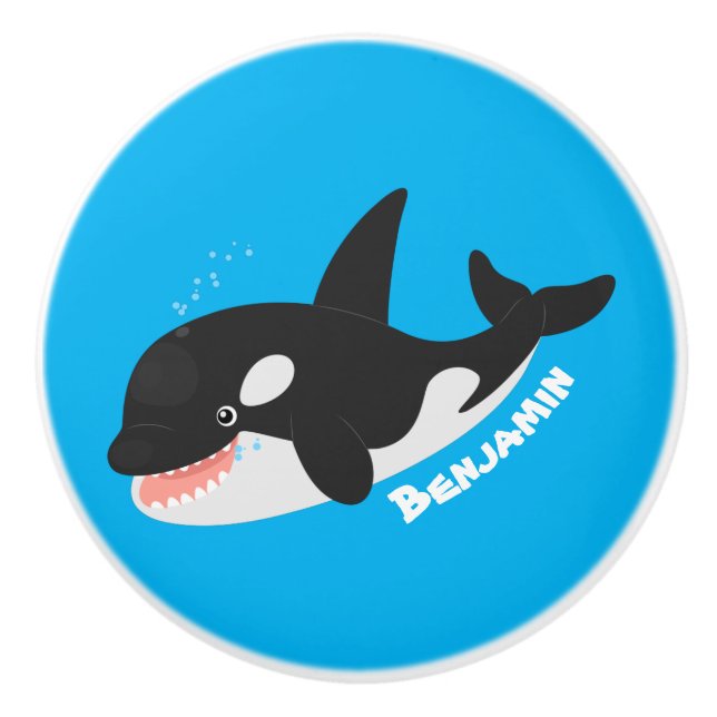 Pomo De Cerámica Cómico asesino ballena orca personalizado lindo il (Anverso)