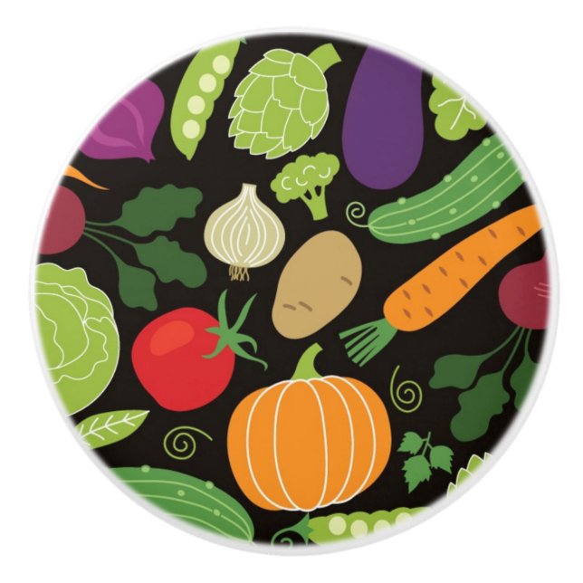 Pomo De Cerámica Comida en un fondo negro (Anverso)