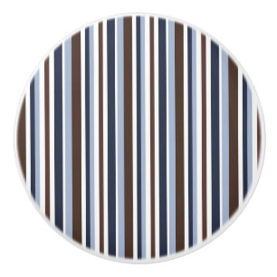 Pomo De Cerámica Cómoda con rayas azules, marrones y blancas para n