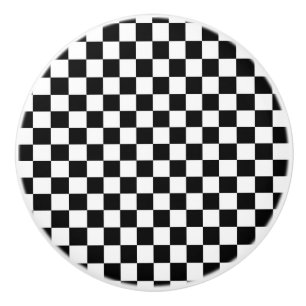 Pomo De Cerámica Cómoda de Cuadrados a Cuadros Negro y Blanco
